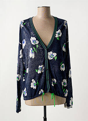 Gilet manches longues fermeture boutonnée sur le devant bleu OUI femme