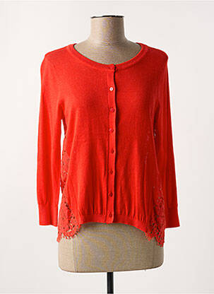 Gilet manches longues fermeture boutonnée sur le devant rouge JUS D'ORANGE femme