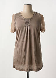 Tunique manches courtes coupe cintrée marron MYBC femme