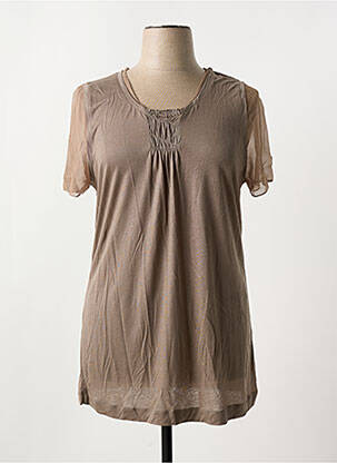 Tunique manches courtes coupe cintrée marron MYBC femme