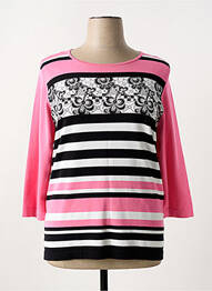 Pull coupe cintrée manches 3/4 rose RABE femme