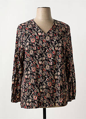 Blouse tissage popeline manches longues noir GEVANA femme