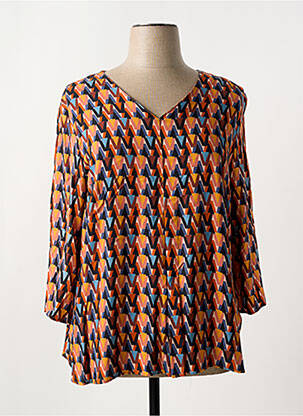 Blouse imprimé fantaisie manches 3/4 orange GEVANA femme