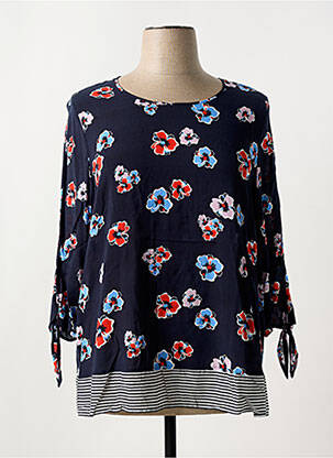 Blouse tissage popeline manches 3/4 bleu GERRY WEBER femme
