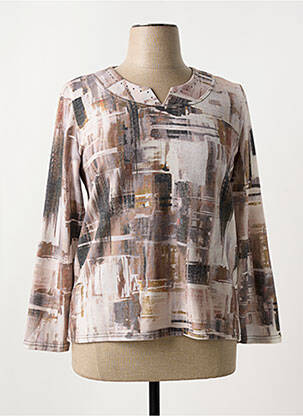 Pull coupe cintrée manches longues marron GEVANA femme