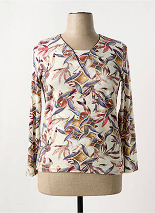 Pull coupe cintrée manches longues beige GEVANA femme