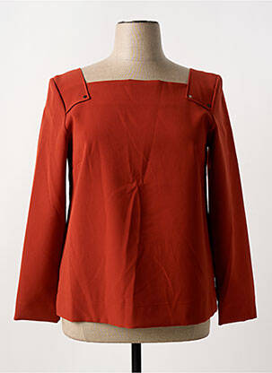 Top col carré manches longues orange COP COPINE femme