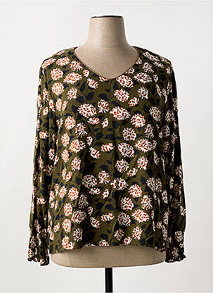 Blouse tissage popeline manches longues vert SIGNE NATURE femme