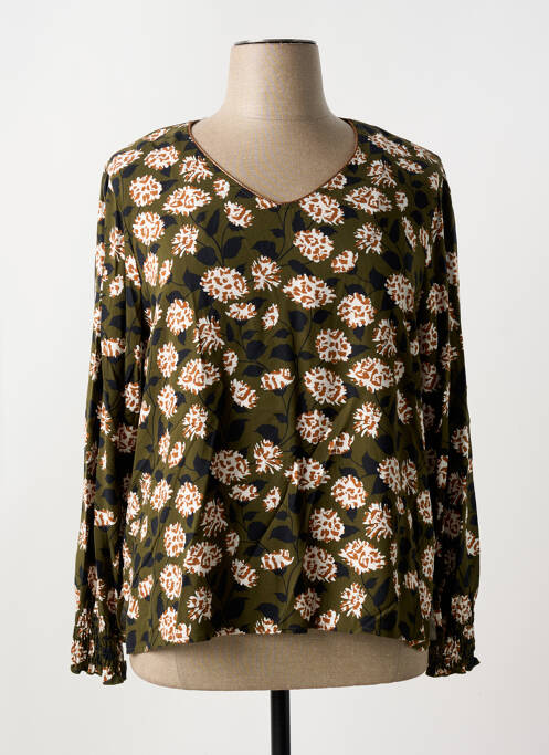 Blouse tissage popeline manches longues vert SIGNE NATURE femme