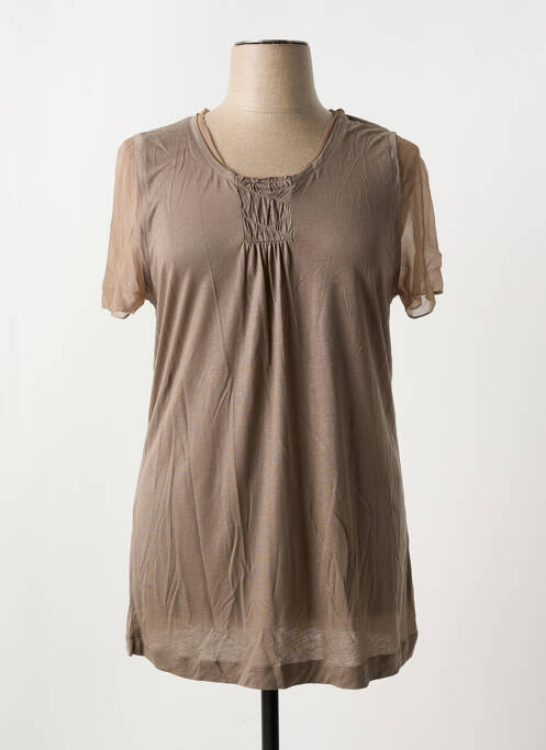 Tunique manches courtes marron MYBC pour femme