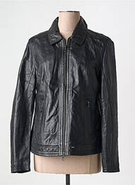 Veste en cuir coupe cintrée noir OAKWOOD femme