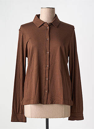 Chemisier coupe cintrée manches longues marron MAJESTIC FILATURES femme