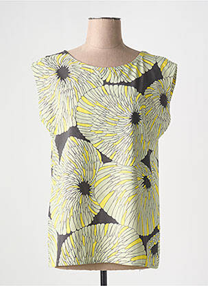 T-shirt imprimé fantaisie manches courtes jaune SKFK femme
