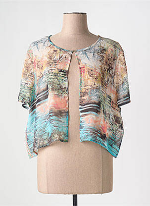 Gilet manches courtes coupe droite beige CHRISTINE LAURE femme