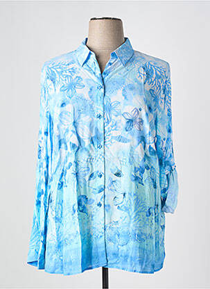 Chemisier imprimé fantaisie manches longues bleu RABE femme