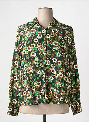 Chemisier imprimé fleurs manches longues vert SIGNE NATURE femme