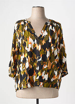 Blouse tissage popeline manches 3/4 vert S.OLIVER femme