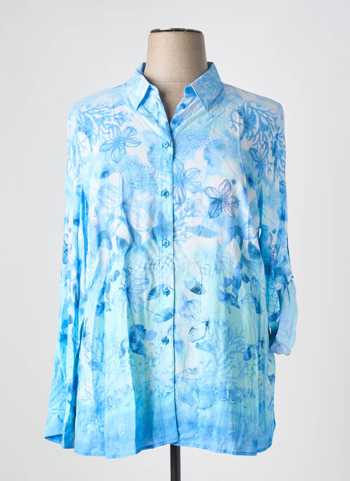 Chemisier imprimé fantaisie manches longues bleu RABE femme