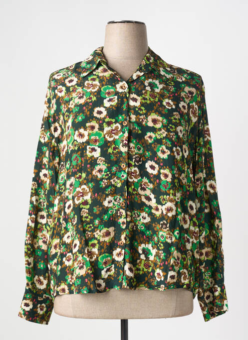 Chemisier imprimé fleurs manches longues vert SIGNE NATURE femme