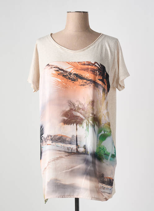 T-shirt beige LA FEE MARABOUTEE pour femme