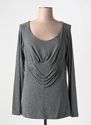 Pull tissage chiné manches longues gris LAUREN VIDAL femme