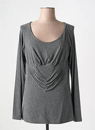 Pull tissage chiné manches longues gris LAUREN VIDAL femme