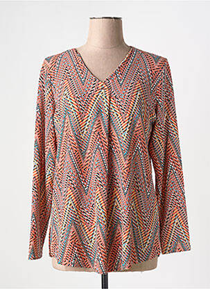 Pull col v manches longues orange GEVANA femme