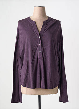 Pull tissage chiné manches longues violet MAJESTIC FILATURES femme
