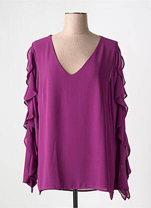Blouse légère et transparente manches longues violet EDAS femme