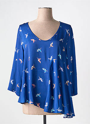 Blouse imprimé fantaisie manches 3/4 bleu COP COPINE femme