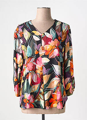 Blouse imprimé fleurs manches 3/4 noir GEVANA femme