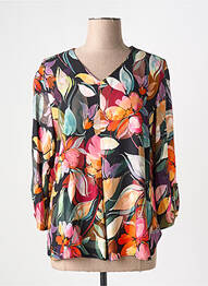 Blouse imprimé fleurs manches 3/4 noir GEVANA femme