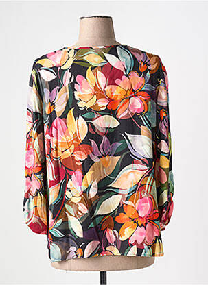 Blouse imprimé fleurs manches 3/4 noir GEVANA femme