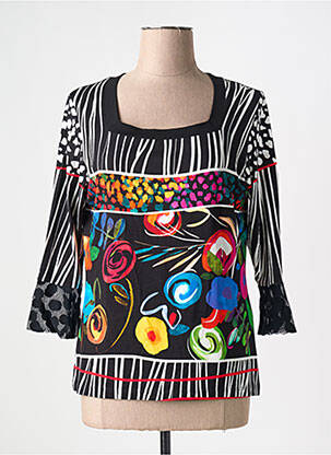 T-shirt imprimé fantaisie manches 3/4 noir OLIVIER PHILIPS femme