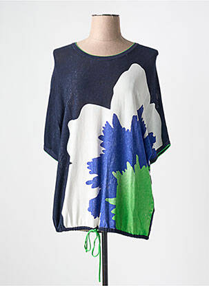 Pull stretch manches courtes bleu OUI femme