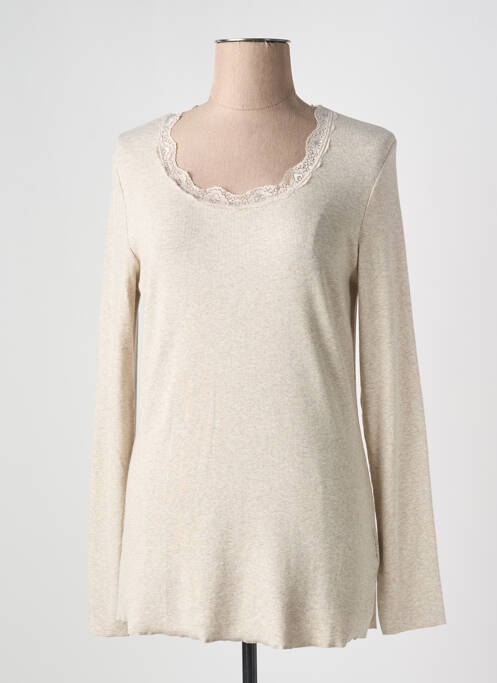 Top stretch manches longues beige OUI femme