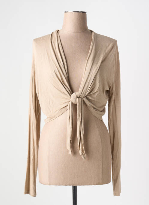 Gilet manches longues beige LA FEE MARABOUTEE pour femme