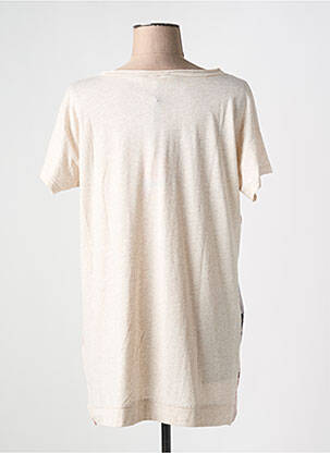 T-shirt col rond manches courtes beige LA FEE MARABOUTEE femme