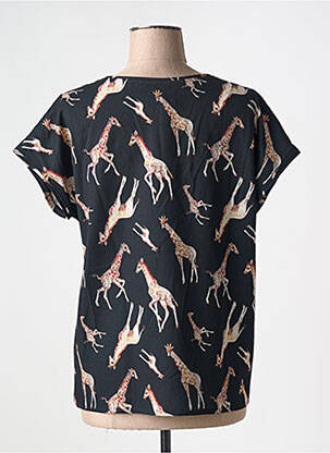 Top tissage crêpe manches courtes noir SIGNE NATURE femme
