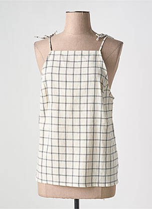 Top col carré fines bretelles beige MUS & BOMBON femme