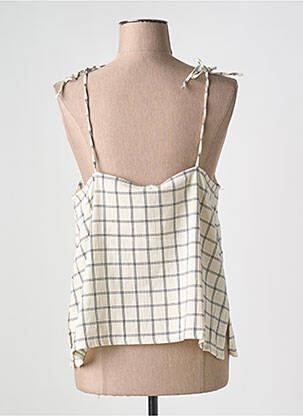 Top col carré fines bretelles beige MUS & BOMBON femme