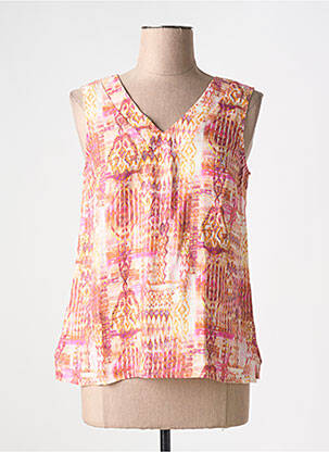 Top imprimé fantaisie sans manche orange SIGNE NATURE femme