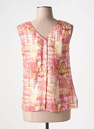 Top imprimé fantaisie sans manche orange SIGNE NATURE femme