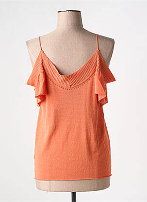 Pull coupe cintrée fines bretelles orange COP COPINE femme