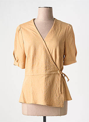 Blouse tissage crêpe manches courtes beige DIVILUNE femme