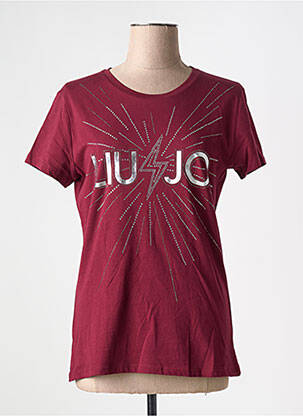 T-shirt sérigraphie avec strass manches courtes rouge LUI JO femme