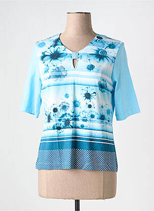 T-shirt col v manches courtes bleu RABE femme