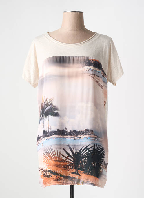 T-shirt beige LA FEE MARABOUTEE pour femme