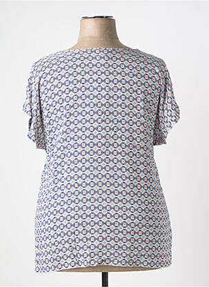 Blouse tissage popeline manches courtes bleu GEVANA femme