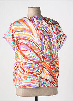 Blouse manches courtes manches courtes orange LOURDES CASTILLO femme